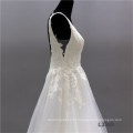 Newest Sleeveless Designer Light Champagne  Gorgeous Lace Long bride clothes wedding dress